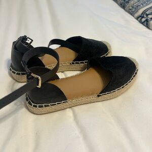 Espadrille Black Faucet Leather Suede - Women’s Size 6